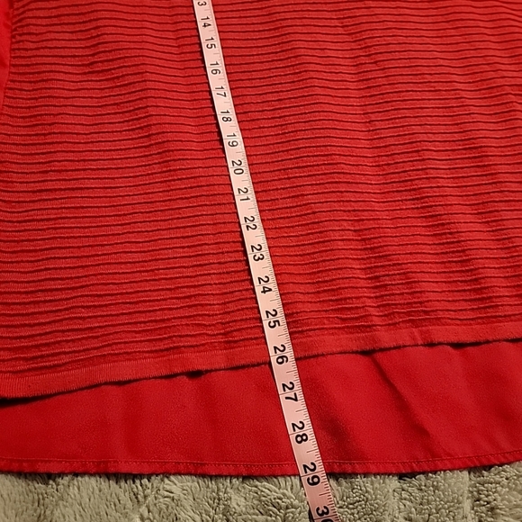 Calvin Klein Womens Plus Size 2X Sweater 3/4 Sleeves Woven Back Detail Red Ltwgt - Picture 9 of 10